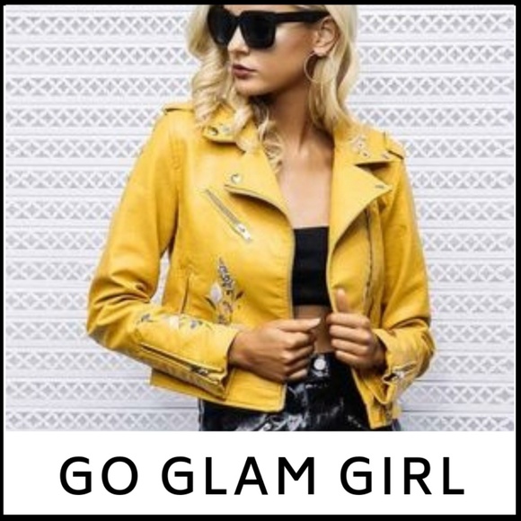 NWT GORGEOUS! Embroidered Vegan Yellow Jacket - Picture 3 of 6